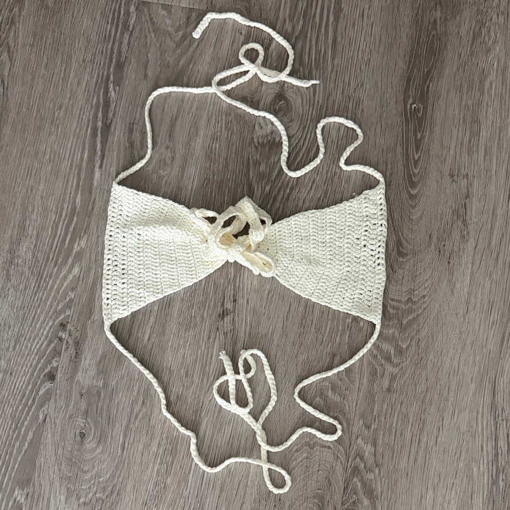 Cream Crochet Halter Top